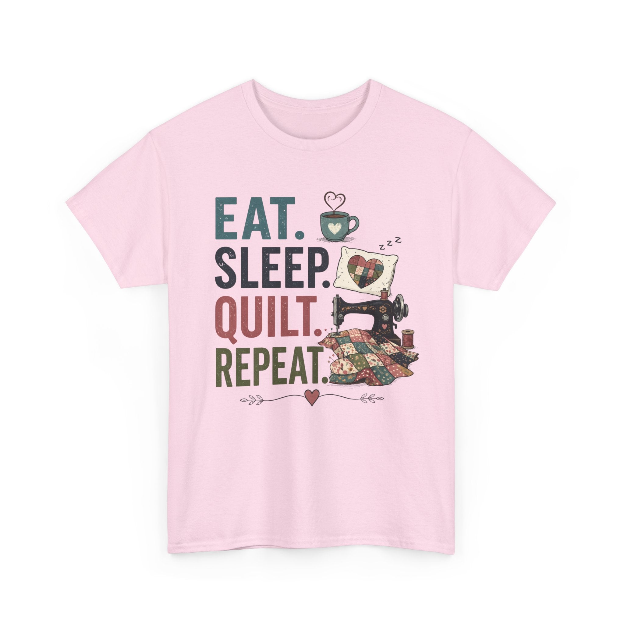 Quilter T-Shirt – "Eat. Sleep. Quilt. Repeat." Vintage Sewing Graphic Tee