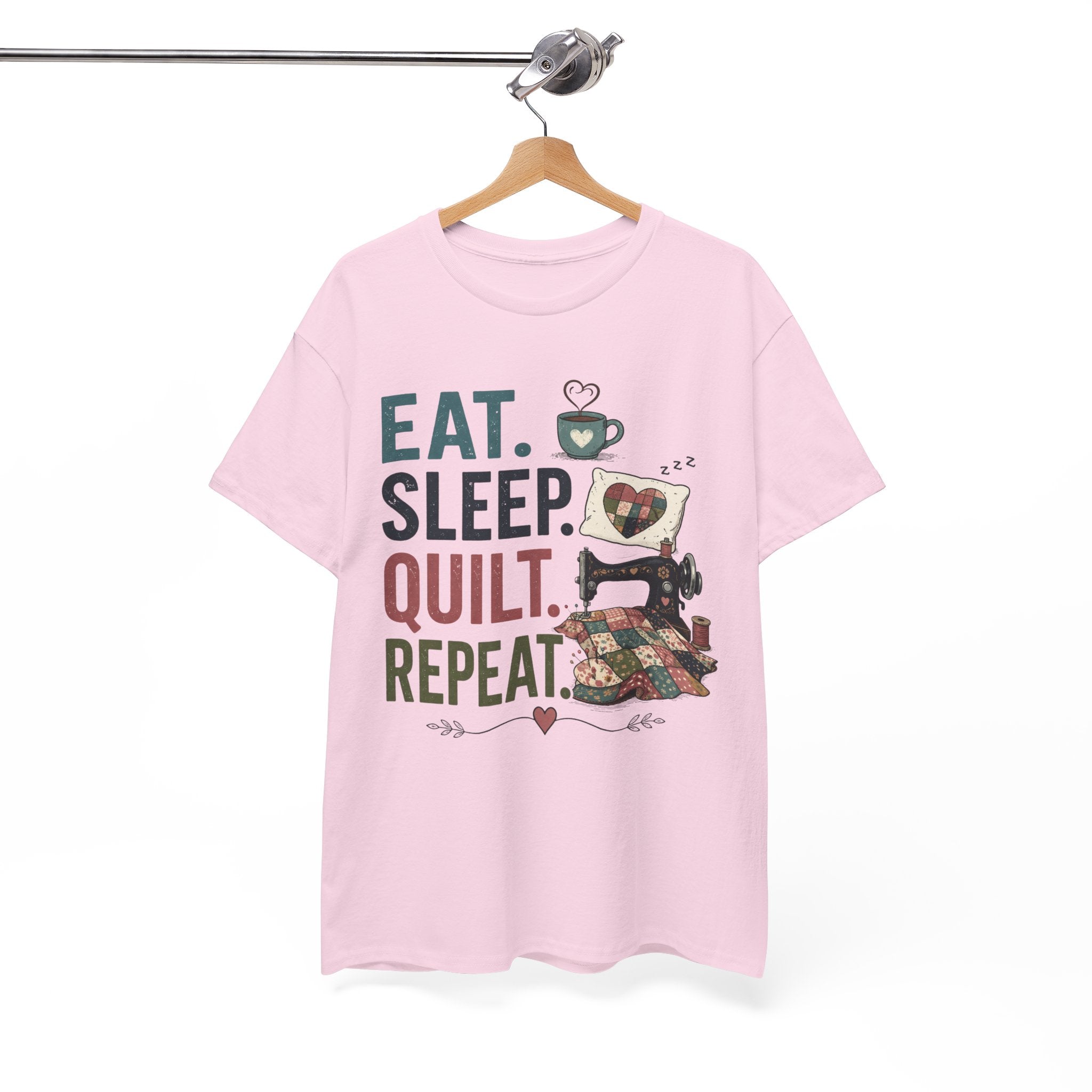 Quilter T-Shirt – "Eat. Sleep. Quilt. Repeat." Vintage Sewing Graphic Tee