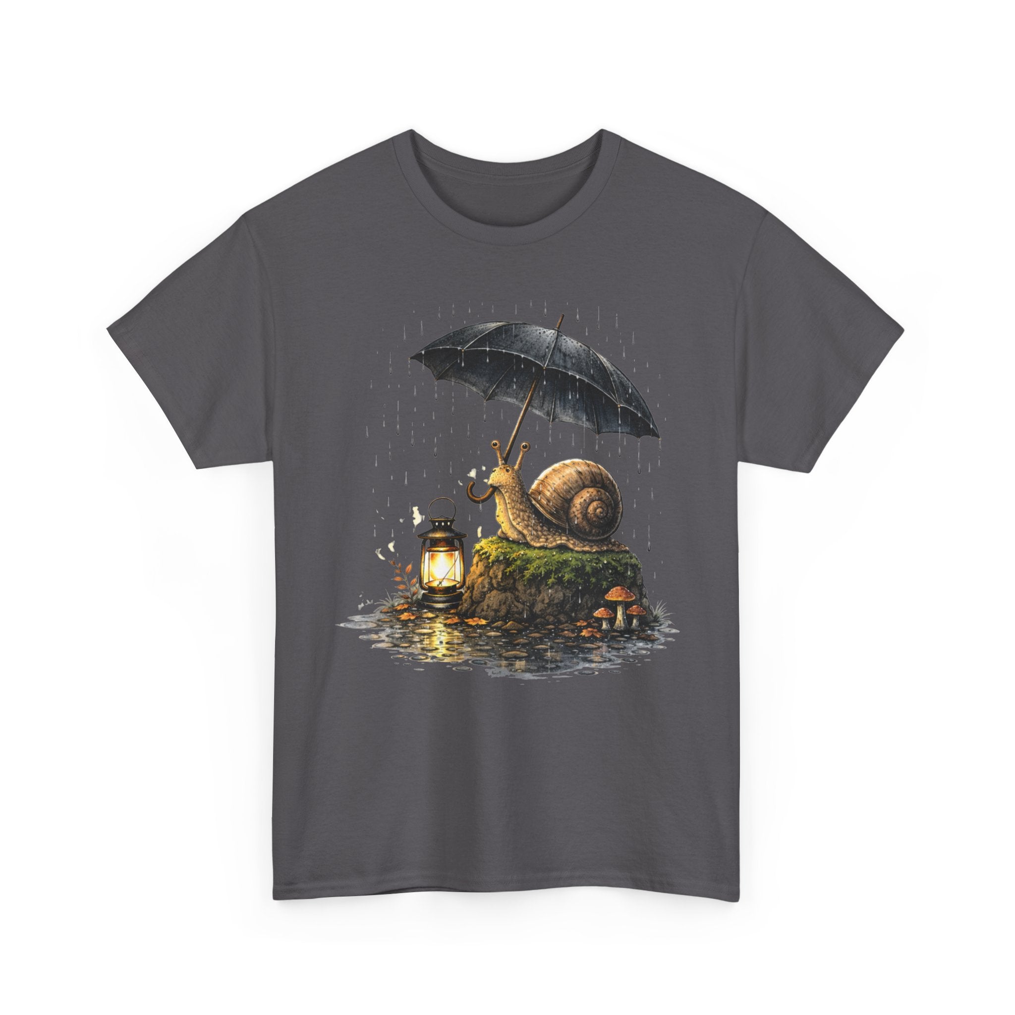 Snail Lantern Tee — Whimsical Rainy Night Graphic T-Shirt