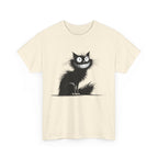 Grinning Black Cat T‑Shirt — Cute Spooky Cat Tee for Halloween & Cat Lovers