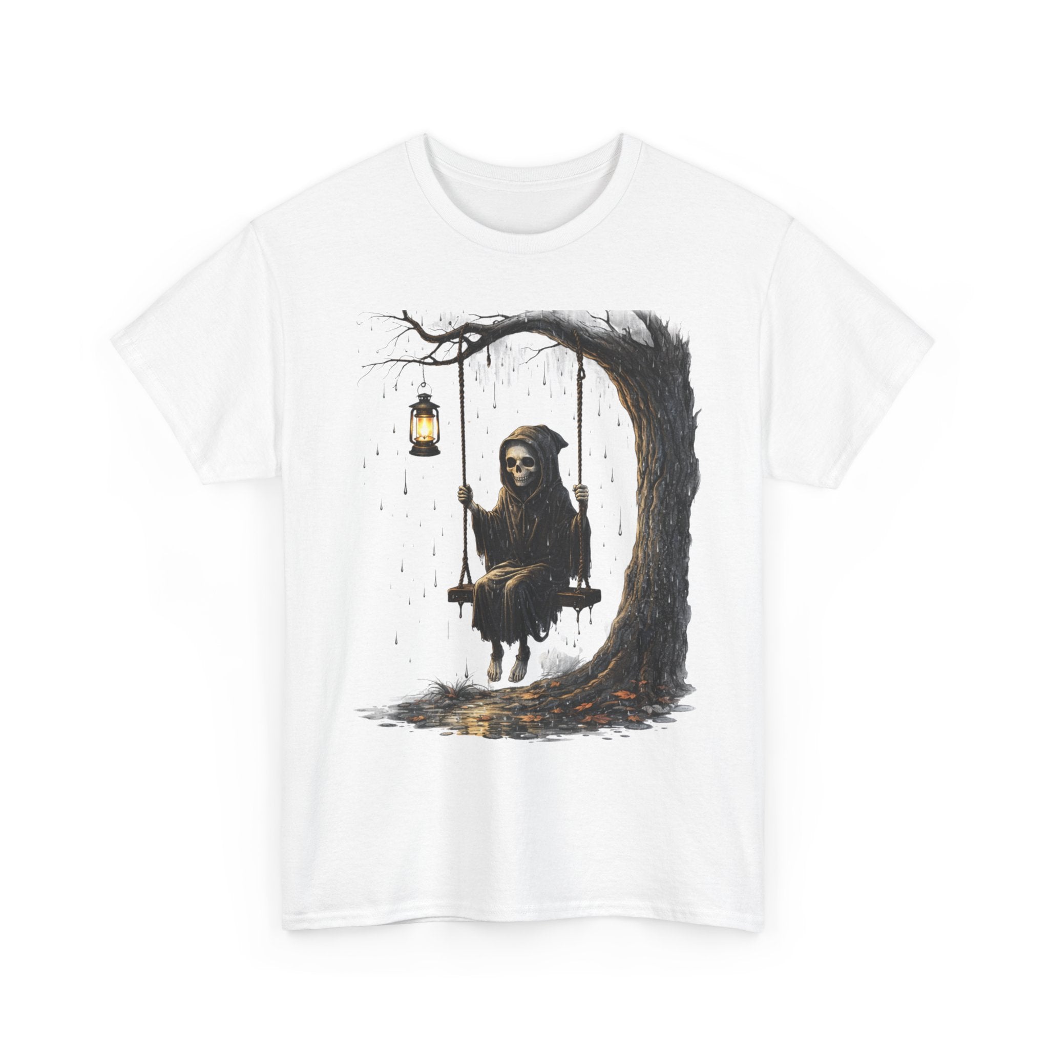 Grim Reaper on Swing T-Shirt — Gothic Lantern Tree Tee