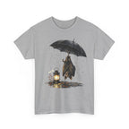 Bat Under Umbrella T‑Shirt — Lantern & Rain Gothic Cute Tee