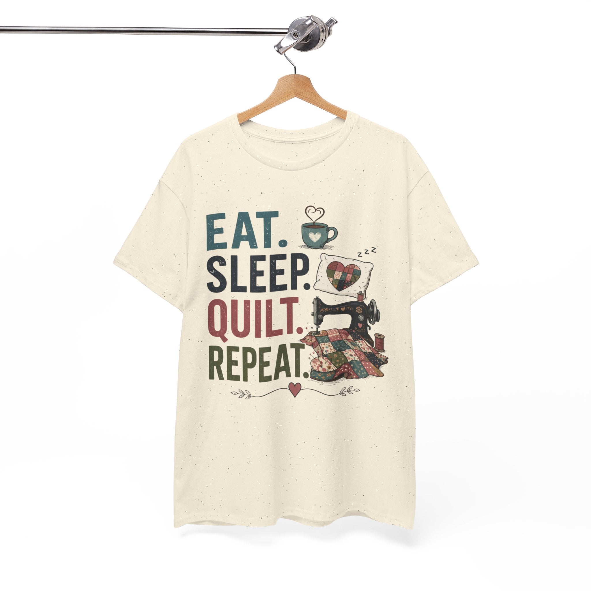 Quilter T-Shirt – "Eat. Sleep. Quilt. Repeat." Vintage Sewing Graphic Tee