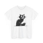 Grinning Black Cat T‑Shirt — Cute Spooky Cat Tee for Halloween & Cat Lovers