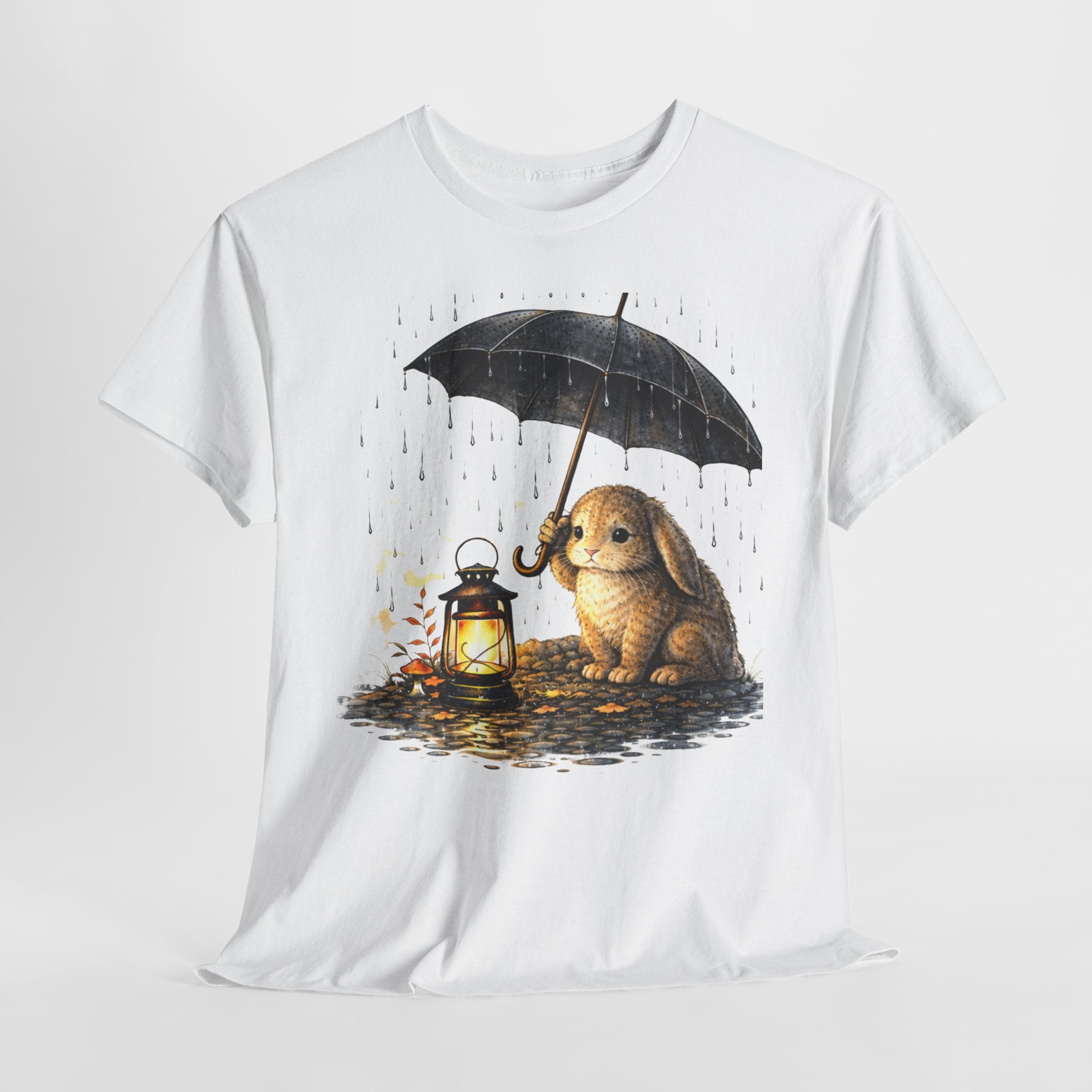 Bunny Lantern Tee — Cute Bunny with Umbrella & Lantern Graphic T-Shirt