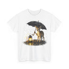 Fawn with Lantern T‑Shirt — Cute Deer Holding Umbrella in Rain Graphic Tee