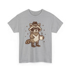 Coffee Raccoon T‑Shirt — Cute Cowboy Raccoon Holding Coffee Graphic Tee
