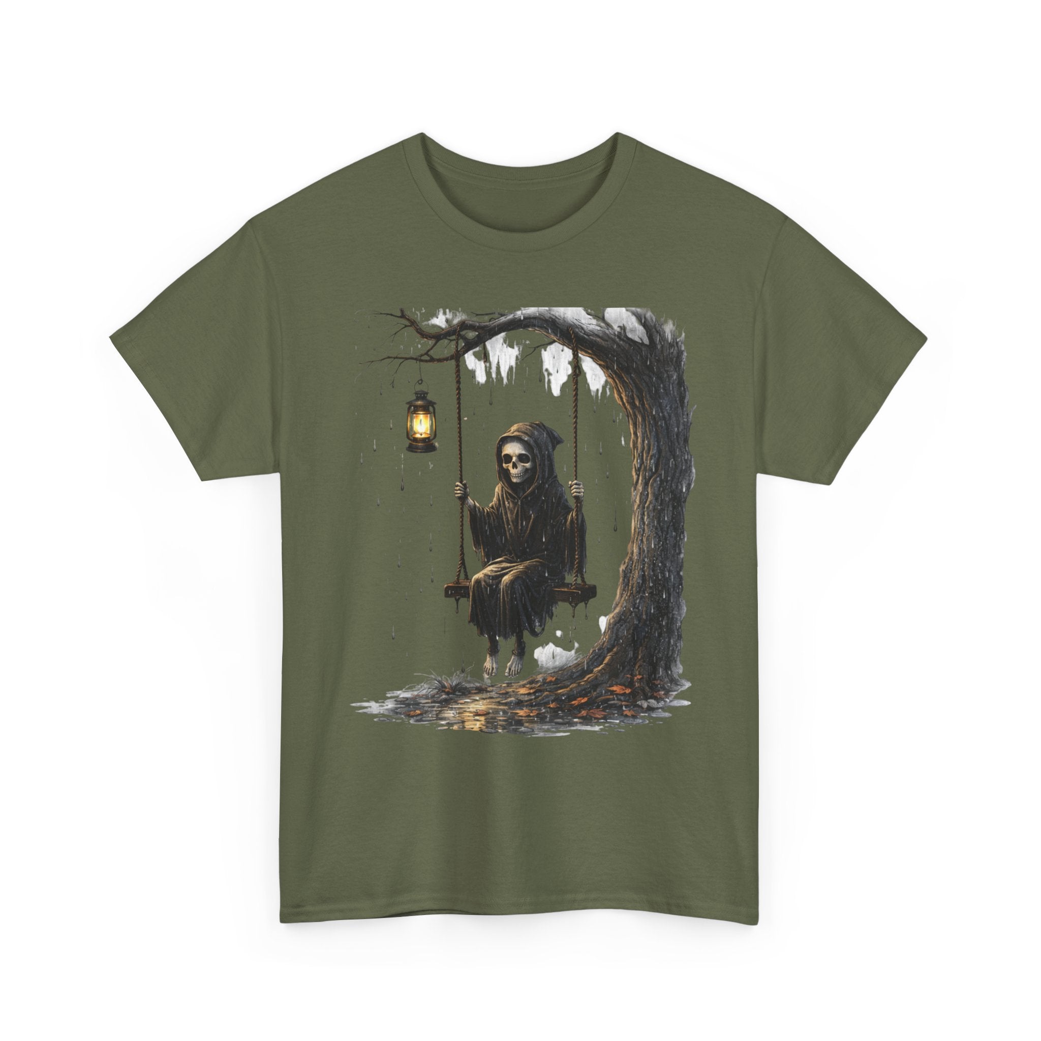 Grim Reaper on Swing T-Shirt — Gothic Lantern Tree Tee
