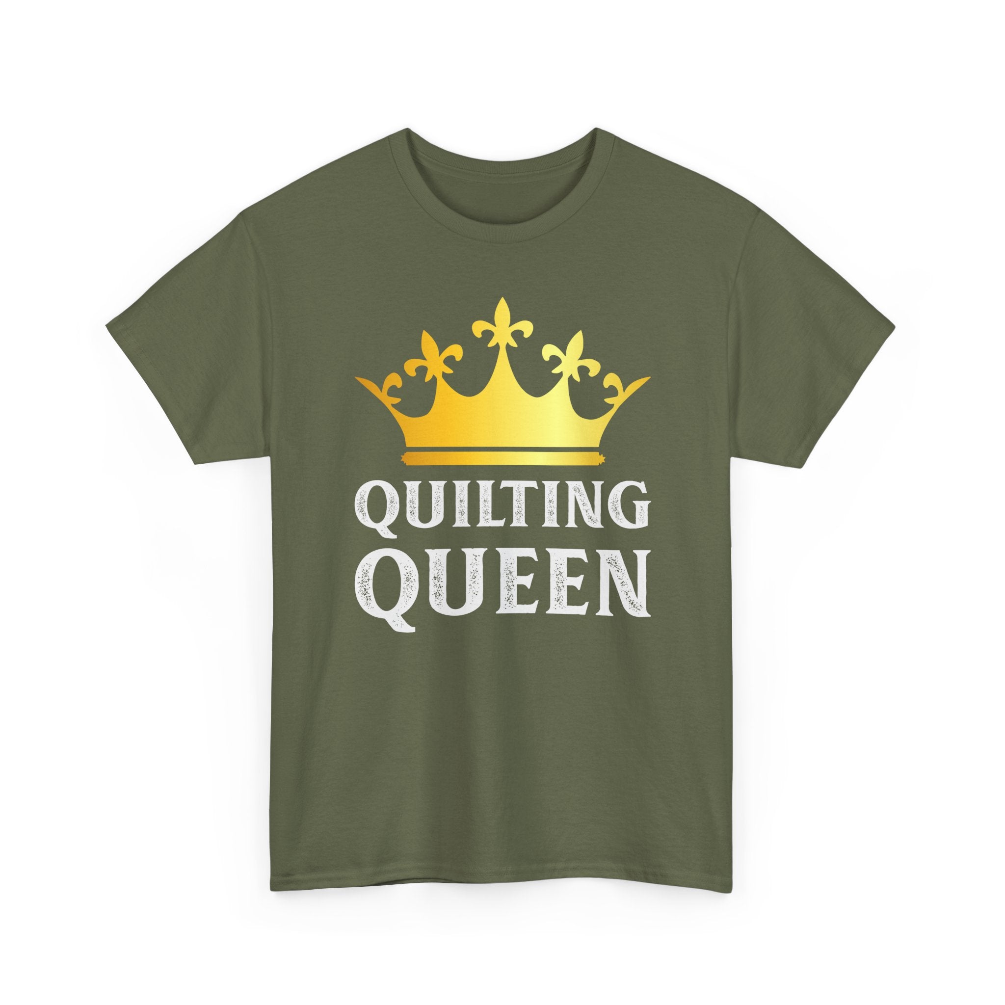Quilting Queen T-Shirt — Gold Crown Graphic Tee for Quilters